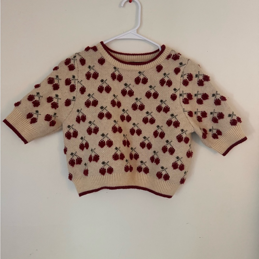 Cider Cream and Red Crew Neck Sweater